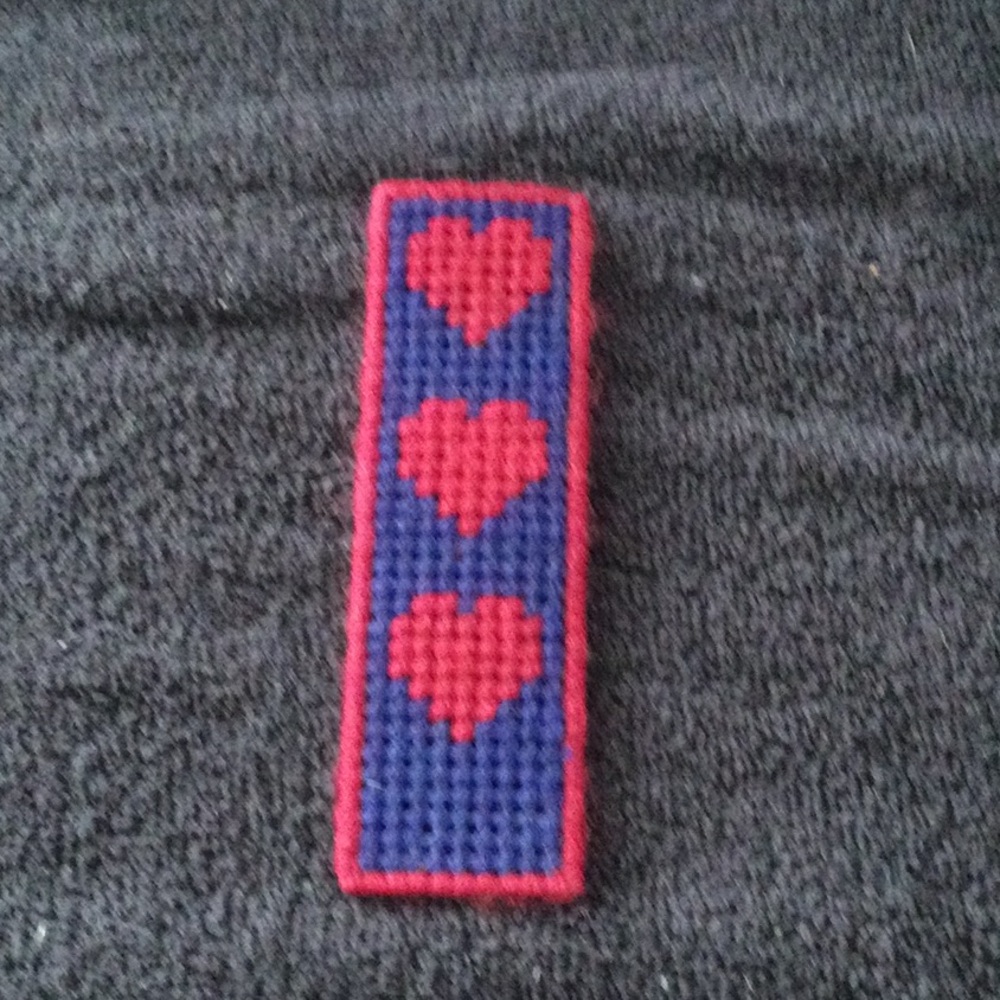 Handmade Red and Blue Heart Bookmark